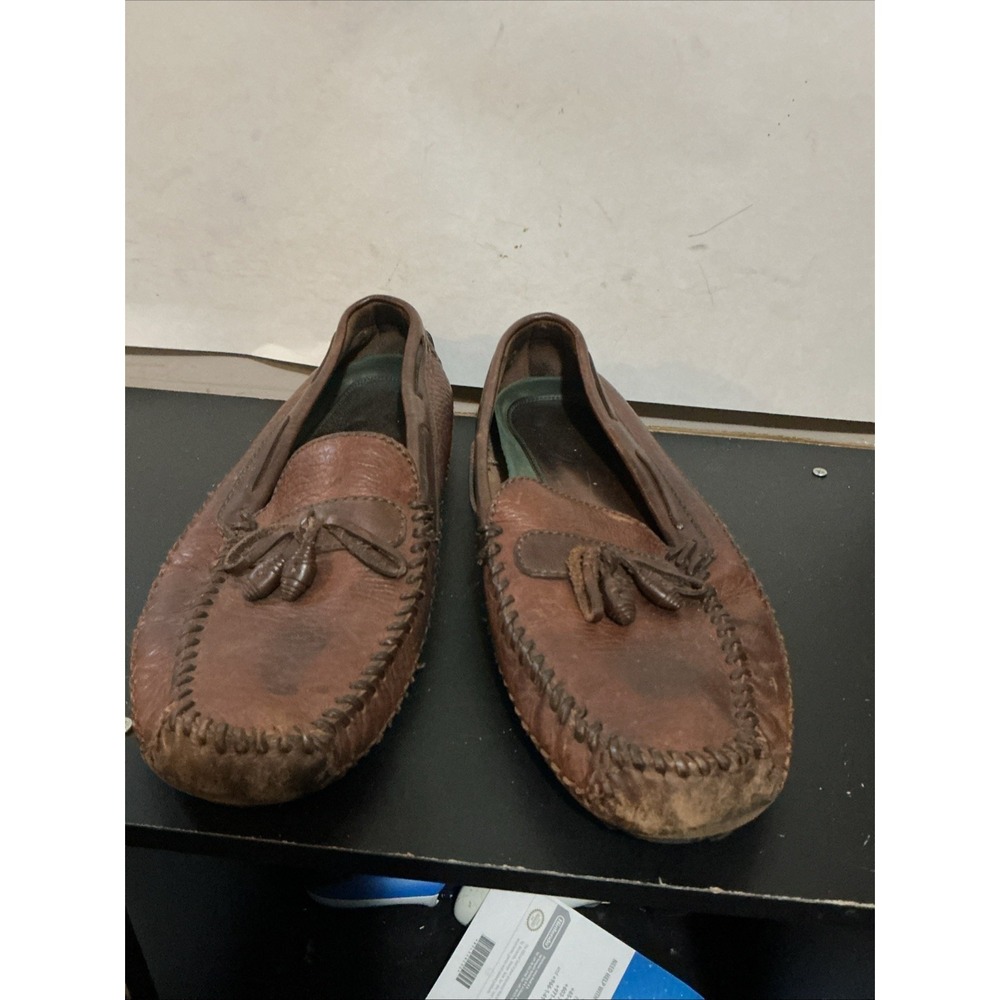 H.S. Trask Brown Leather Casual Boat Shoe Driving Loafer Moccasin Buffalo 11 Med